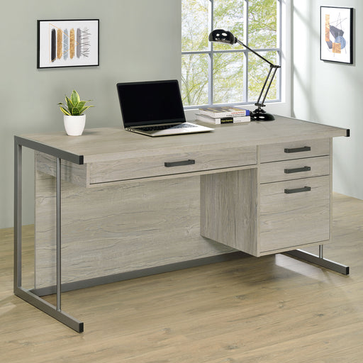 Loomis 4-drawer Rectangular Office Desk Whitewashed Grey and Gunmetal - Premium Desk from Coaster Z2 Standard - Just $378! Shop now at Furniture Wholesale Plus  We are the best furniture store in Nashville, Hendersonville, Goodlettsville, Madison, Antioch, Mount Juliet, Lebanon, Gallatin, Springfield, Murfreesboro, Franklin, Brentwood