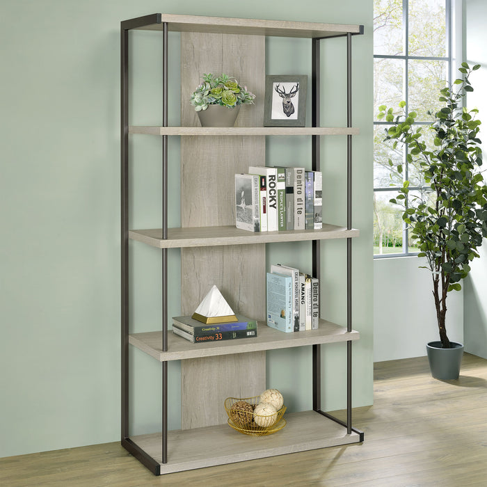 Loomis 4-shelf Bookcase Whitewashed Grey - Premium Bookcase from Coaster Z2 Standard - Just $290! Shop now at Furniture Wholesale Plus  We are the best furniture store in Nashville, Hendersonville, Goodlettsville, Madison, Antioch, Mount Juliet, Lebanon, Gallatin, Springfield, Murfreesboro, Franklin, Brentwood