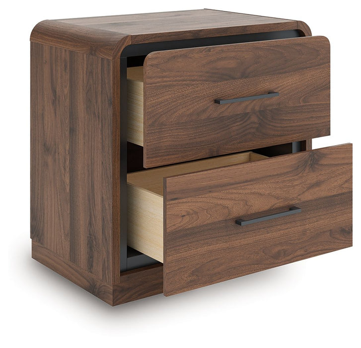 Fortlorn - Two Drawer Night Stand - Walnut Brown – Accent Nightstands by Signature Design by Ashley® at Furniture Wholesale Plus , Nashville furniture store