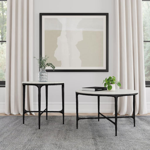 Hermas - Round Marble Coffee And End Table Set – Table Sets by Coaster Fine Furniture at Furniture Wholesale Plus , Nashville furniture store