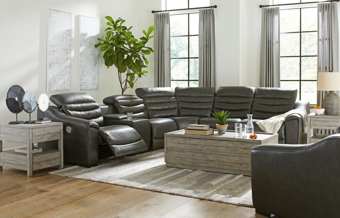 Center Line - Power Recliner Sectional – Reclining Sectionals by Signature Design by Ashley® at Furniture Wholesale Plus , Nashville furniture store