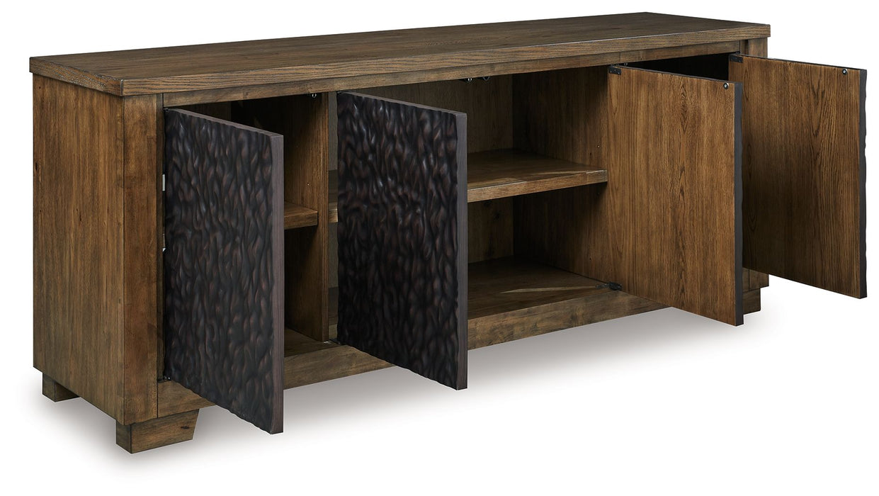 Rosswain - Extra Large TV Stand - Warm Brown – TV Stands by Signature Design by Ashley® at Furniture Wholesale Plus , Nashville furniture store