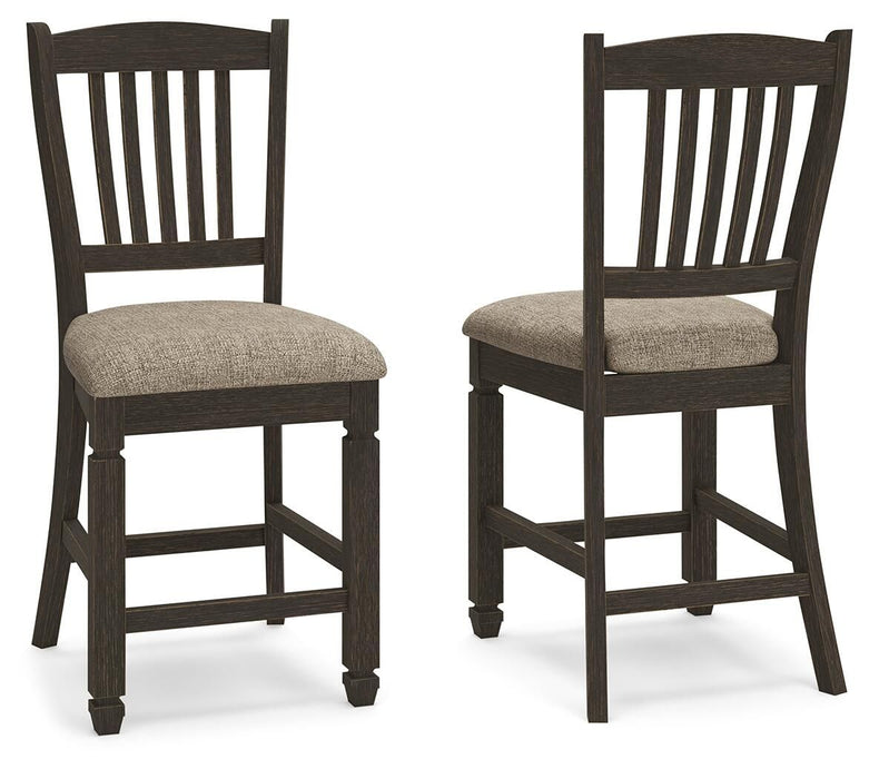 Tyler Creek - Upholstered Barstool (Set of 2) - Black / Grayish Brown – Stool Sets by Signature Design by Ashley® at Furniture Wholesale Plus , Nashville furniture store