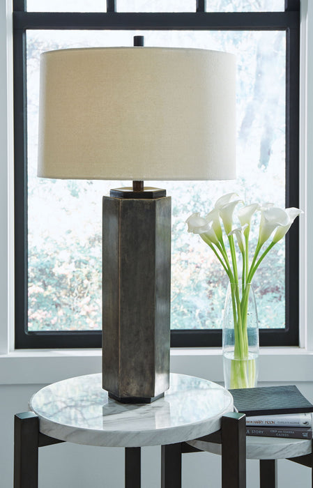 Dirkton - Metal Table Lamp  - Antique Pewter Finish – Table Lamps by Signature Design by Ashley® at Furniture Wholesale Plus , Nashville furniture store