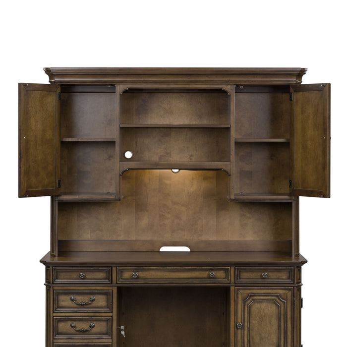 Amelia - Jr Executive Credenza Hutch - Antique Toffee – Hutches by Liberty Furniture at Furniture Wholesale Plus , Nashville furniture store