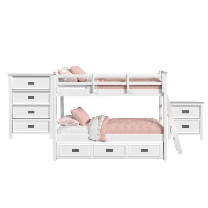 Hampton Kids - Bunk With Ladder And Trundle Bedroom Set – 3 Piece Bedroom Sets by Elements International at Furniture Wholesale Plus , Nashville furniture store