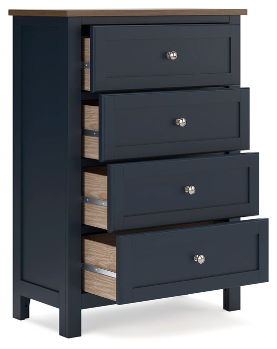 Landocken - Four Drawer Chest - Brown / Blue – Accent Chests by Signature Design by Ashley® at Furniture Wholesale Plus , Nashville furniture store