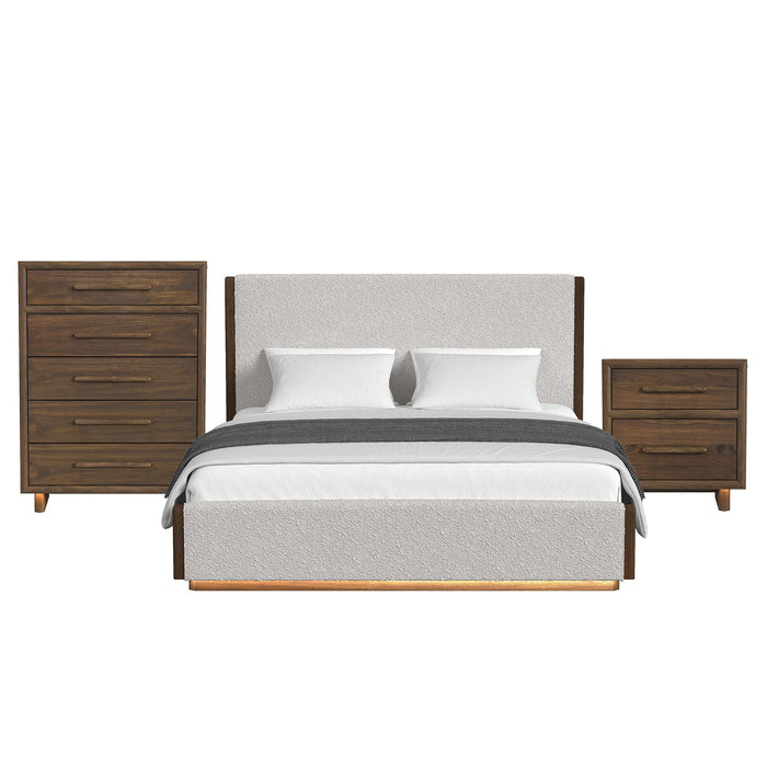 Brisbane - Upholstered Bedroom Set With Boucle And LED – 3 Piece Bedroom Sets by Elements International at Furniture Wholesale Plus , Nashville furniture store