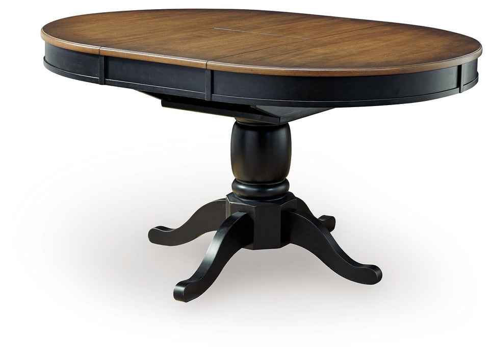 Clorazi - Oval Dining Room Butterfly Extension Table - Black / Brown – Dining Tables with Extensions by Signature Design by Ashley® at Furniture Wholesale Plus , Nashville furniture store