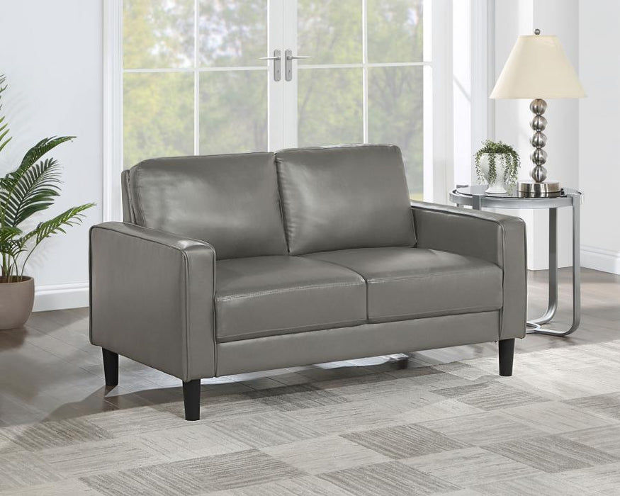 Ruth - Upholstered Track Arm Loveseat – Stationary Loveseats by Coaster Fine Furniture at Furniture Wholesale Plus , Nashville furniture store