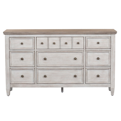 Heartland - 9 Drawer Dresser - Antique White / Tobacco Tops – Dressers by Liberty Furniture at Furniture Wholesale Plus , Nashville furniture store
