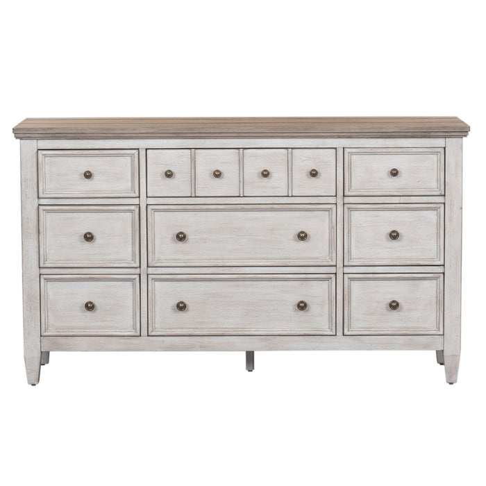 Heartland - 9 Drawer Dresser - Antique White / Tobacco Tops – Dressers by Liberty Furniture at Furniture Wholesale Plus , Nashville furniture store
