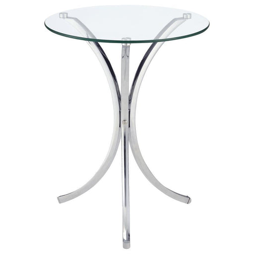 Eloise - Round Glass Top Accent Side Table - Chrome – Side Tables by CoasterEveryday at Furniture Wholesale Plus , Nashville furniture store