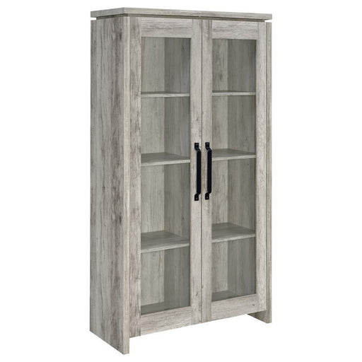 Alejo - 2 Door Engineered Wood Tall Cabinet - Gray Driftwood - Premium Curio Cabinets from CoasterEssence - Just $439! Shop now at Furniture Wholesale Plus  We are the best furniture store in Nashville, Hendersonville, Goodlettsville, Madison, Antioch, Mount Juliet, Lebanon, Gallatin, Springfield, Murfreesboro, Franklin, Brentwood