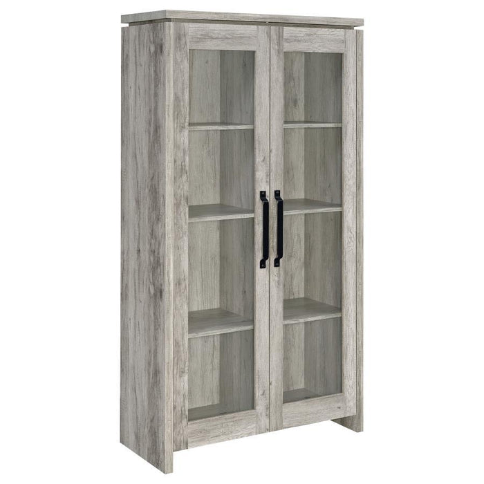 Alejo - 2 Door Engineered Wood Tall Cabinet - Gray Driftwood - Premium Curio Cabinets from CoasterEssence - Just $439! Shop now at Furniture Wholesale Plus  We are the best furniture store in Nashville, Hendersonville, Goodlettsville, Madison, Antioch, Mount Juliet, Lebanon, Gallatin, Springfield, Murfreesboro, Franklin, Brentwood