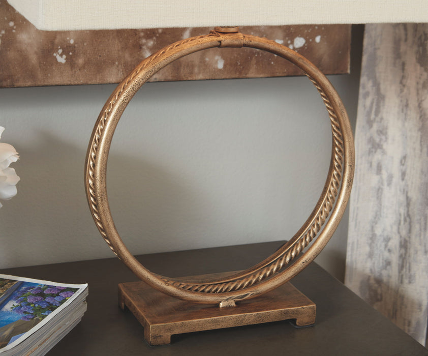 Mahala - Antique Gold Finish - Metal Table Lamp - Premium Table Lamps from Signature Design by Ashley® - Just $128! Shop now at Furniture Wholesale Plus  We are the best furniture store in Nashville, Hendersonville, Goodlettsville, Madison, Antioch, Mount Juliet, Lebanon, Gallatin, Springfield, Murfreesboro, Franklin, Brentwood