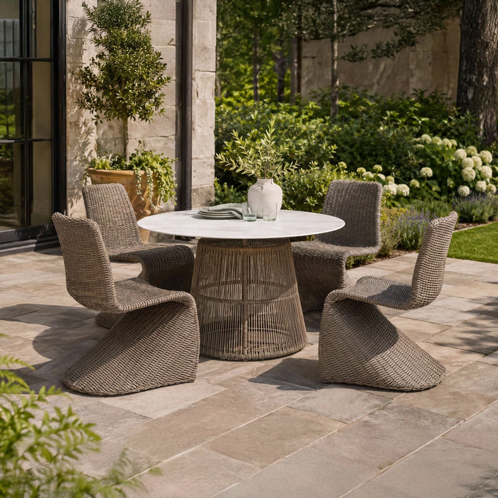 Alesso - Round Dining Table - Brown / Sand – Dining Tables by Elements International at Furniture Wholesale Plus , Nashville furniture store
