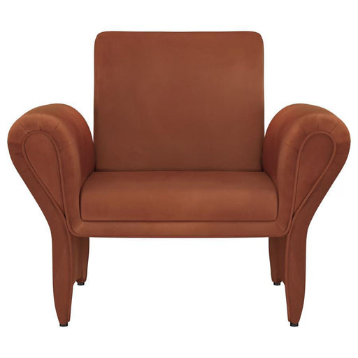 Liana - Upholstered Roll Arm Accent Armchair - Rust – Arm Chairs by Coaster Fine Furniture at Furniture Wholesale Plus , Nashville furniture store