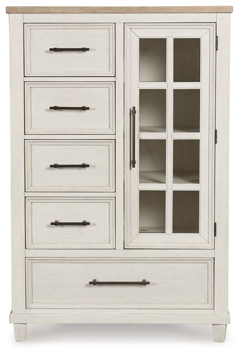 Shaybrock - Door Chest - Antique White / Brown – Door Chests by Benchcraft® at Furniture Wholesale Plus , Nashville furniture store
