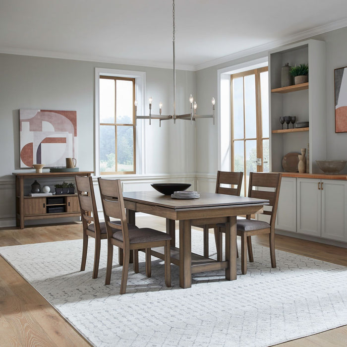 Brook Bay - Trestle Table Set With Slat Back Chairs – 5 Piece Dining Room Sets by Liberty Furniture at Furniture Wholesale Plus , Nashville furniture store