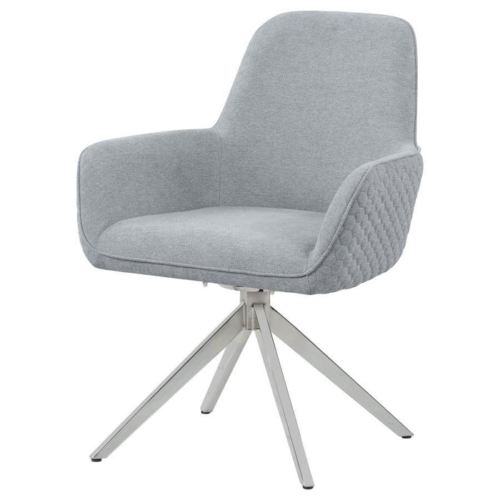 Abby - Fabric Upholstered Swivel Dining Arm Chair - Light Gray – Swivel Chairs by CoasterElevations at Furniture Wholesale Plus , Nashville furniture store