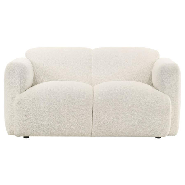 Dorset - Fabric Upholstered Round Track Arm Loveseat – Stationary Loveseats by Coaster Fine Furniture at Furniture Wholesale Plus , Nashville furniture store