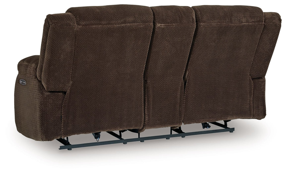 Free Wake - Double Relcining Power Loveseat With Console - Chocolate – Reclining Loveseats by Signature Design by Ashley® at Furniture Wholesale Plus , Nashville furniture store