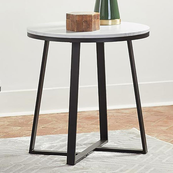 Hugo - Round Faux Marble End Table - White And Matte Black – End Tables by CoasterEveryday at Furniture Wholesale Plus , Nashville furniture store