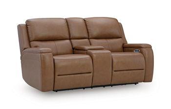 5Z-Syran - Power Reclining Loveseat With Console / Adjustable Headrest - Caramel – Reclining Loveseats by Signature Design by Ashley® at Furniture Wholesale Plus , Nashville furniture store