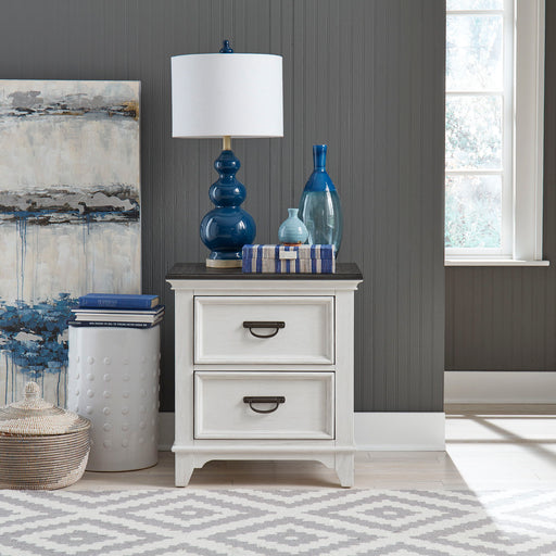 Allyson Park - 2 Drawer Nightstand With Charging Station - Wirebrushed White / Charcoal – Nightstands w/ Charging Stations by Liberty Furniture at Furniture Wholesale Plus , Nashville furniture store