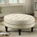 Elchin - Round Upholstered Tufted Ottoman - Oatmeal – Upholstered Ottomans by CoasterEssence at Furniture Wholesale Plus , Nashville furniture store