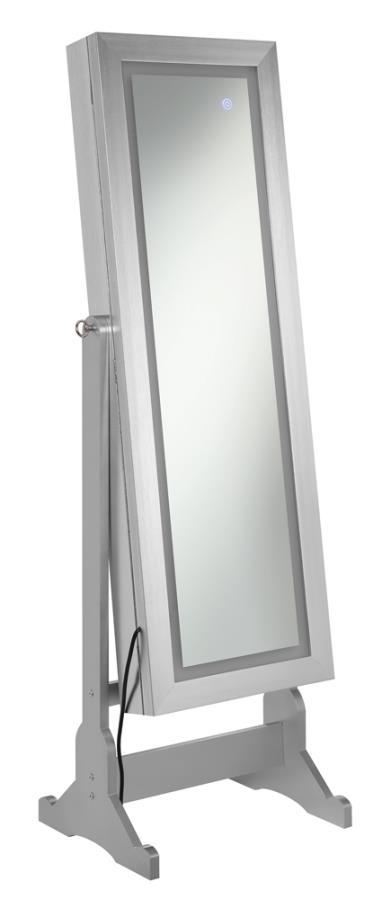 Moore - Cheval Mirror With Jewelry Storage - Silver - Premium Storage Mirrors from CoasterEssence - Just $339! Shop now at Furniture Wholesale Plus  We are the best furniture store in Nashville, Hendersonville, Goodlettsville, Madison, Antioch, Mount Juliet, Lebanon, Gallatin, Springfield, Murfreesboro, Franklin, Brentwood