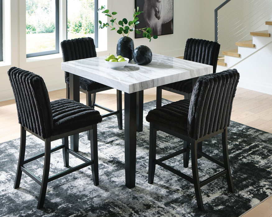 Mervannie - 5 Pc. - Counter Height Dining Table And 4 Barstools - Gray / Black – 5 Piece Dining Room Sets by Signature Design by Ashley® at Furniture Wholesale Plus , Nashville furniture store