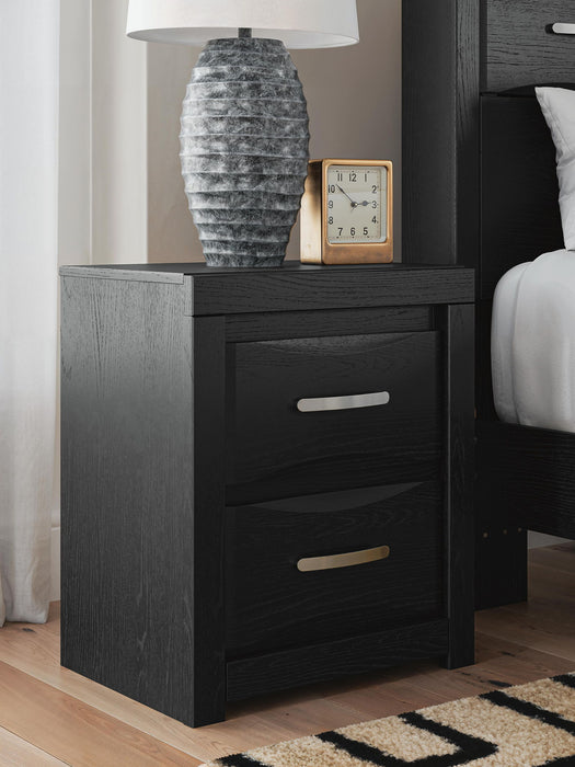 Stabotta - Two Drawer Night Stand - Black – Nightstands w/ Charging Stations by Signature Design by Ashley® at Furniture Wholesale Plus , Nashville furniture store