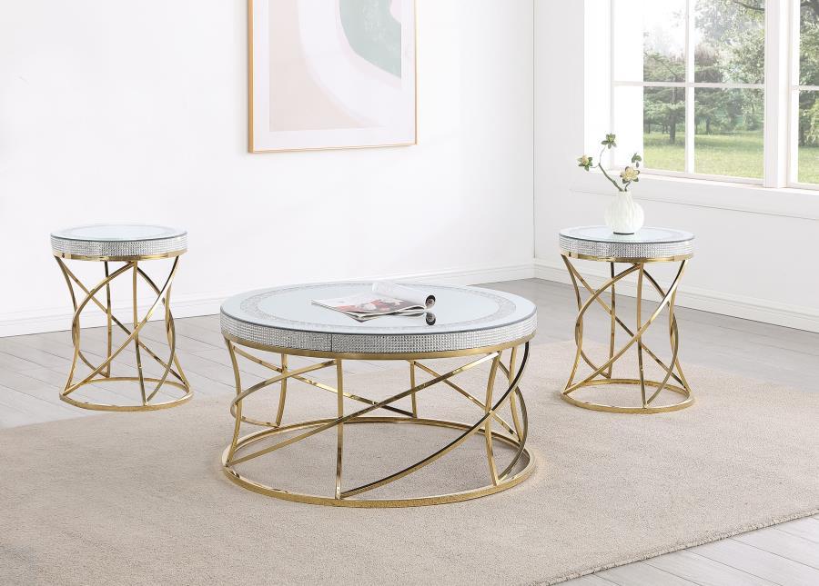 Elise - Round Mirror Top Coffee Table Set – Table Sets by Coaster Fine Furniture at Furniture Wholesale Plus , Nashville furniture store