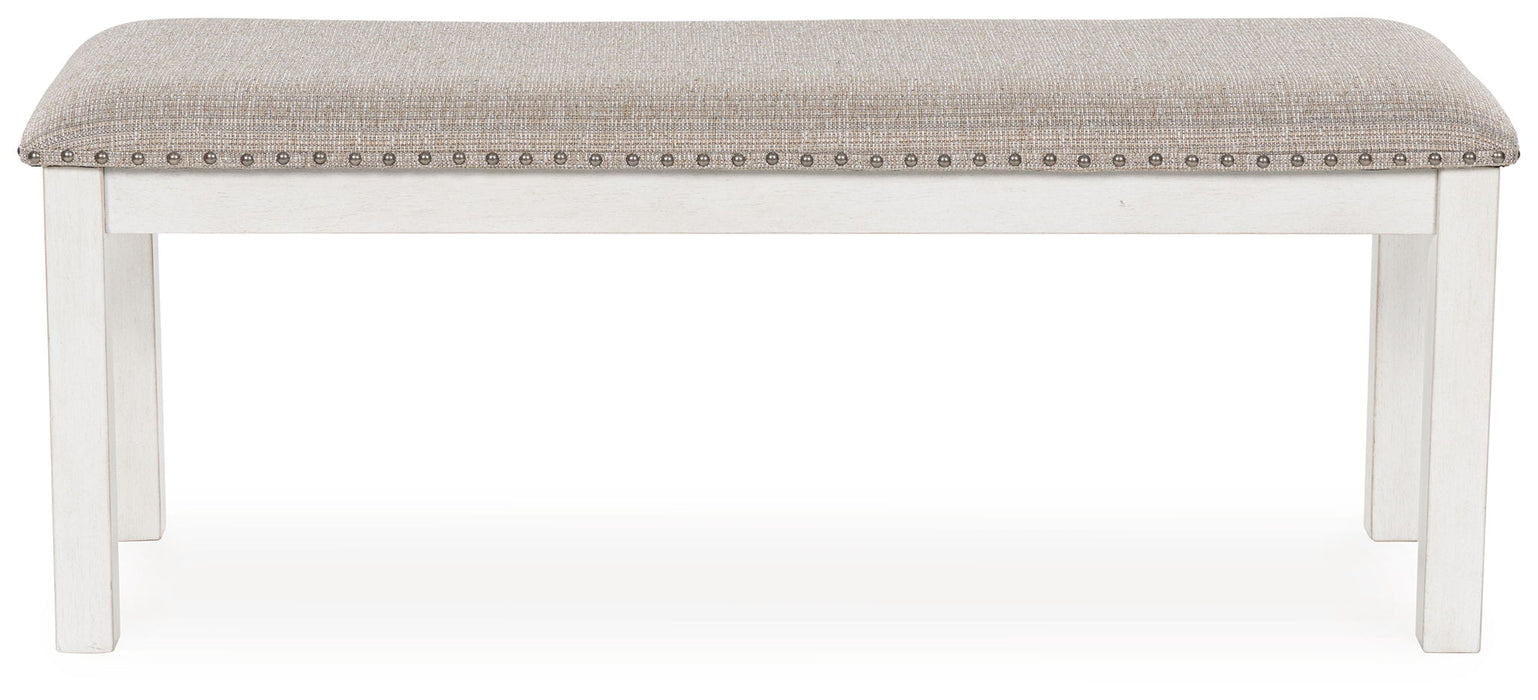 Robbinsdale - Large Upholstered Dining Room Bench - Antique White – Upholstered Benches by Signature Design by Ashley® at Furniture Wholesale Plus , Nashville furniture store