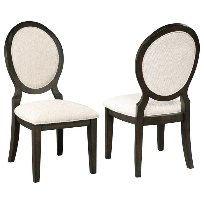 Twyla - Oval Back Dining Side Chair (Set of 2) - Dark Cocoa – Chair Sets by CoasterEssence at Furniture Wholesale Plus , Nashville furniture store