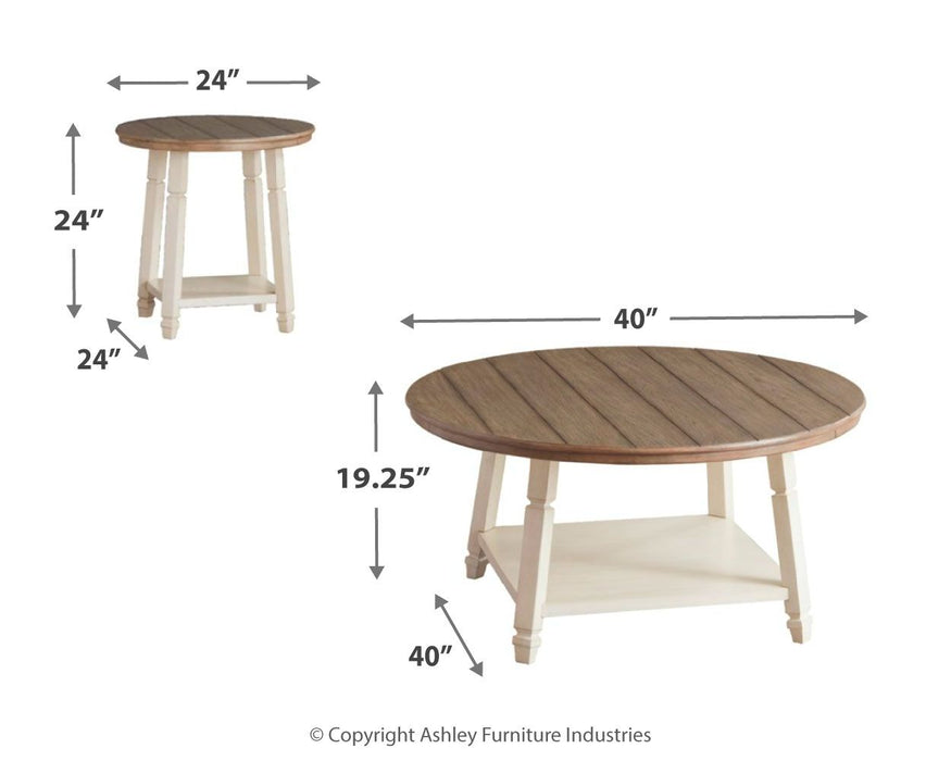 Bolanbrook - Occasional Table Set (Set of 3) - White / Brown / Beige – Table Sets by Signature Design by Ashley® at Furniture Wholesale Plus , Nashville furniture store