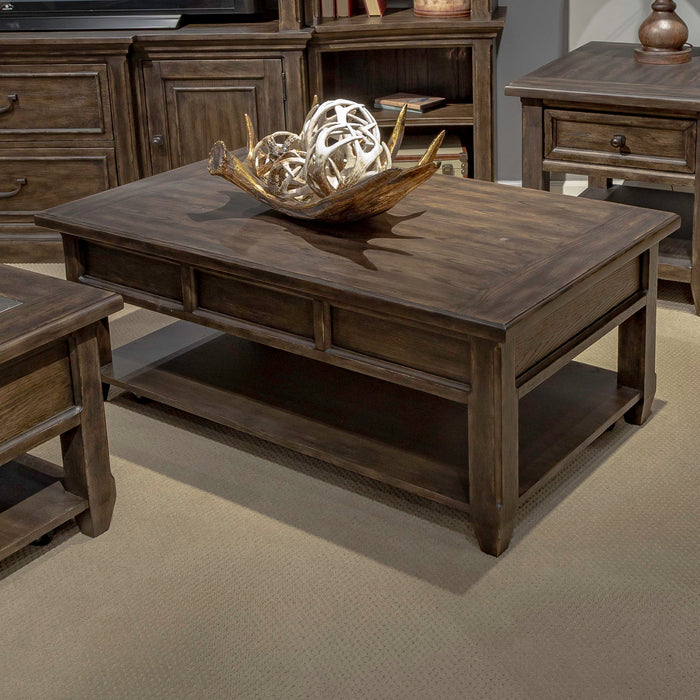 Paradise Valley - Lift Top Cocktail Table - Saddle Brown – Cocktail Tables by Liberty Furniture at Furniture Wholesale Plus , Nashville furniture store