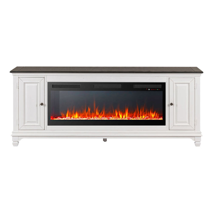 Fireplace TV Consoles - 417 80" Console With Fire FTS - White – Fireplace TV Stands by Liberty Furniture at Furniture Wholesale Plus , Nashville furniture store