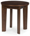 Korestone 2 - Round End Table - Dark Brown – End Tables by Signature Design by Ashley® at Furniture Wholesale Plus , Nashville furniture store