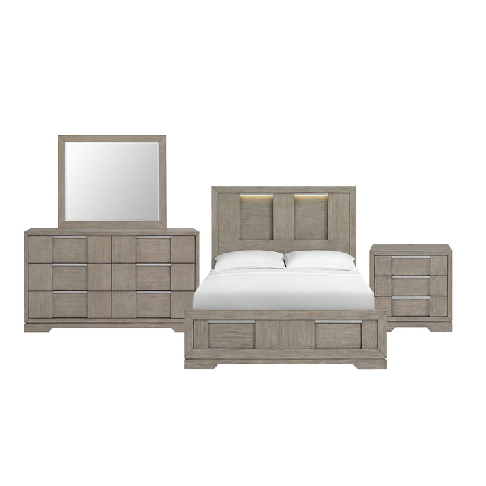 Kelis - 4 Piece Bedroom Set With Queen Panel Bed And LED - Gray – 4 Piece Bedroom Sets by Elements International at Furniture Wholesale Plus , Nashville furniture store