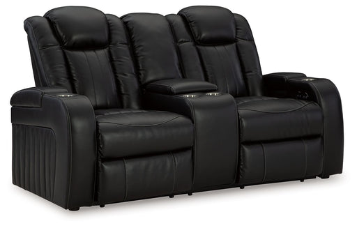 Caveman Den - Power Reclining Loveseat with Console/ Adj Hdrst - Midnight – Reclining Loveseats by Signature Design by Ashley® at Furniture Wholesale Plus , Nashville furniture store
