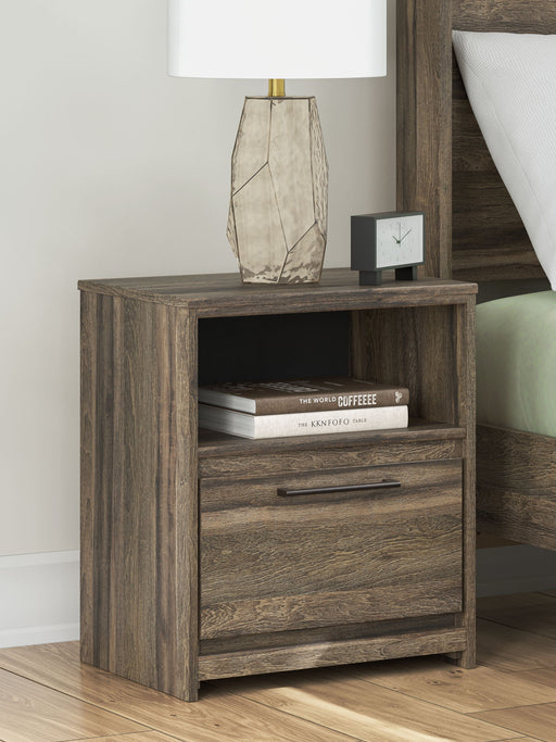 Elbrim - One Drawer Night Stand - Brown – Nightstands w/ Charging Stations by Signature Design by Ashley® at Furniture Wholesale Plus , Nashville furniture store