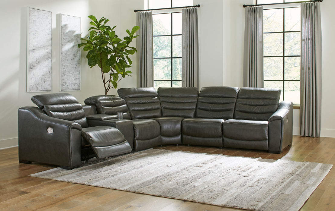 Center Line - Power Recliner Sectional – Reclining Sectionals by Signature Design by Ashley® at Furniture Wholesale Plus , Nashville furniture store