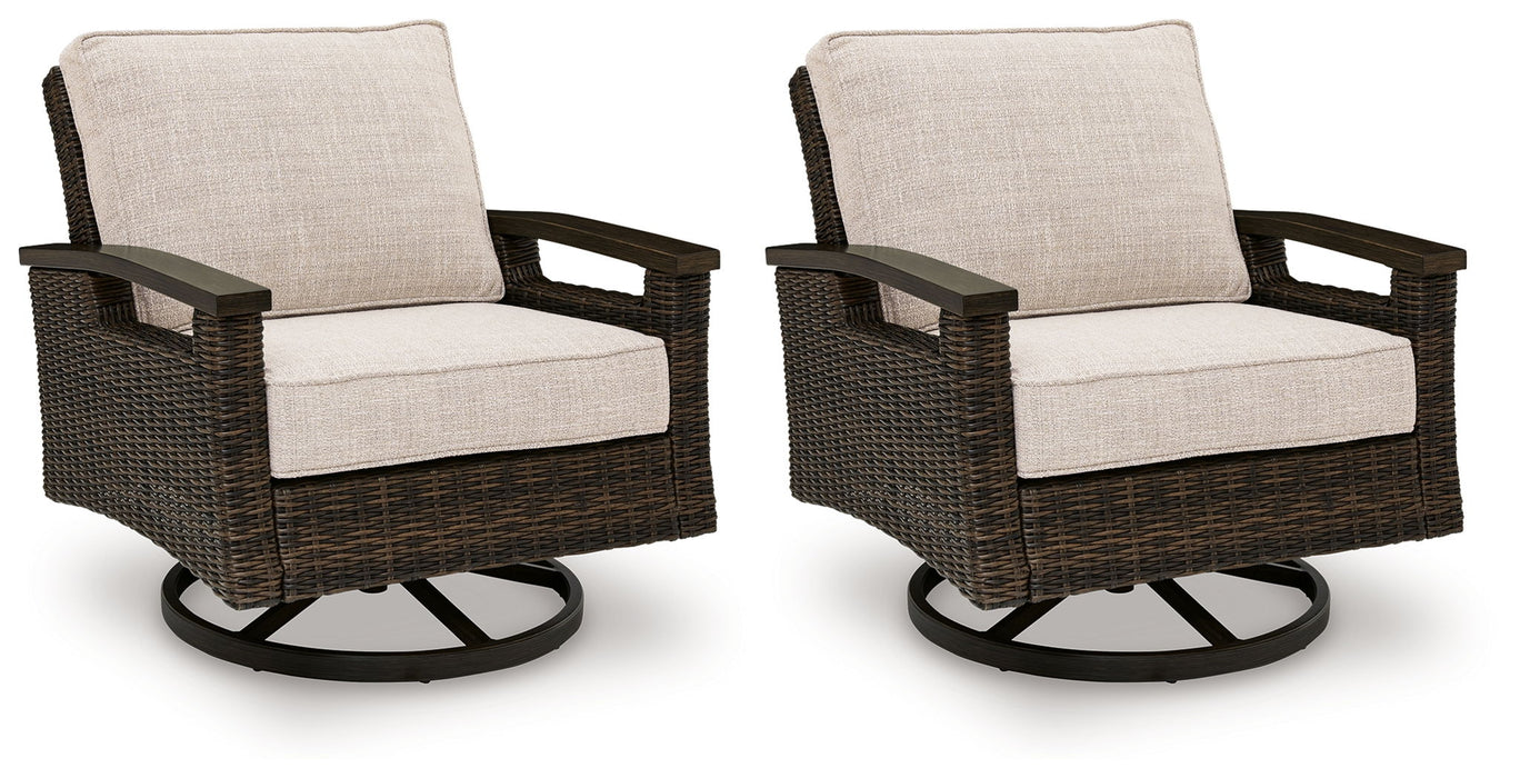Monterey Point - Swivel Lounge Chair (Set of 2) - Dark Brown – Chair Sets by Signature Design by Ashley® at Furniture Wholesale Plus , Nashville furniture store