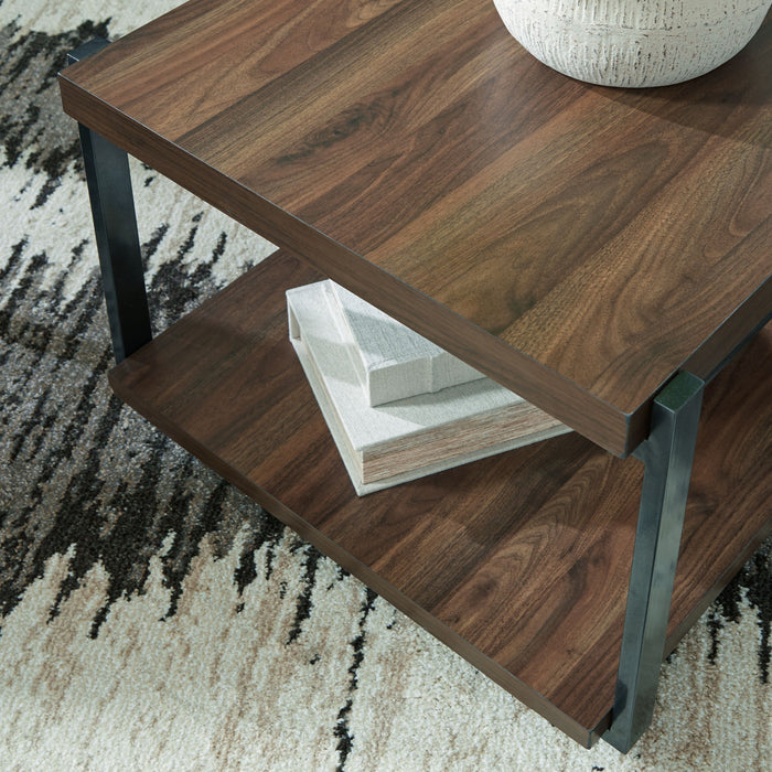 Trindwick - Occasional Table Set (Set of 3) - Brown / Gun Metal – Table Sets by Signature Design by Ashley® at Furniture Wholesale Plus , Nashville furniture store