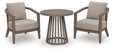 Joy Lagoon - Outdoor Chairs With Cushions/Table (Set of 3) - Beige – 3 Piece Outdoor Sets by Signature Design by Ashley® at Furniture Wholesale Plus , Nashville furniture store