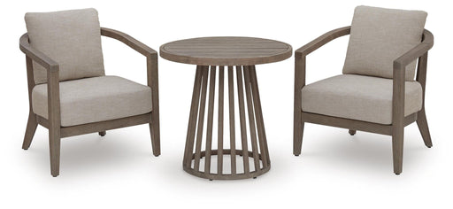 Joy Lagoon - Outdoor Chairs With Cushions/Table (Set of 3) - Beige – 3 Piece Outdoor Sets by Signature Design by Ashley® at Furniture Wholesale Plus , Nashville furniture store