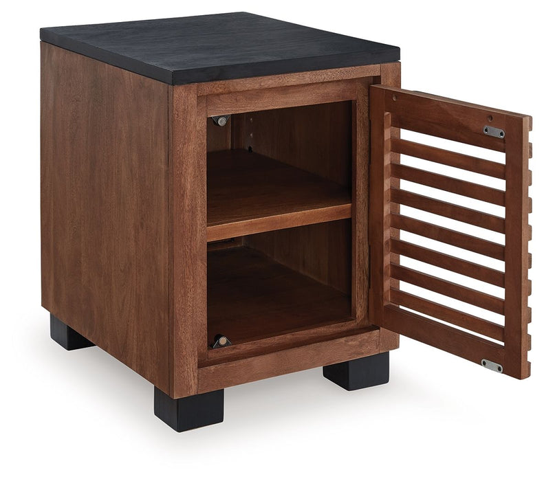 Kallari - Chair Side End Table - Warm Brown / Black – Chair Side Tables by Signature Design by Ashley® at Furniture Wholesale Plus , Nashville furniture store